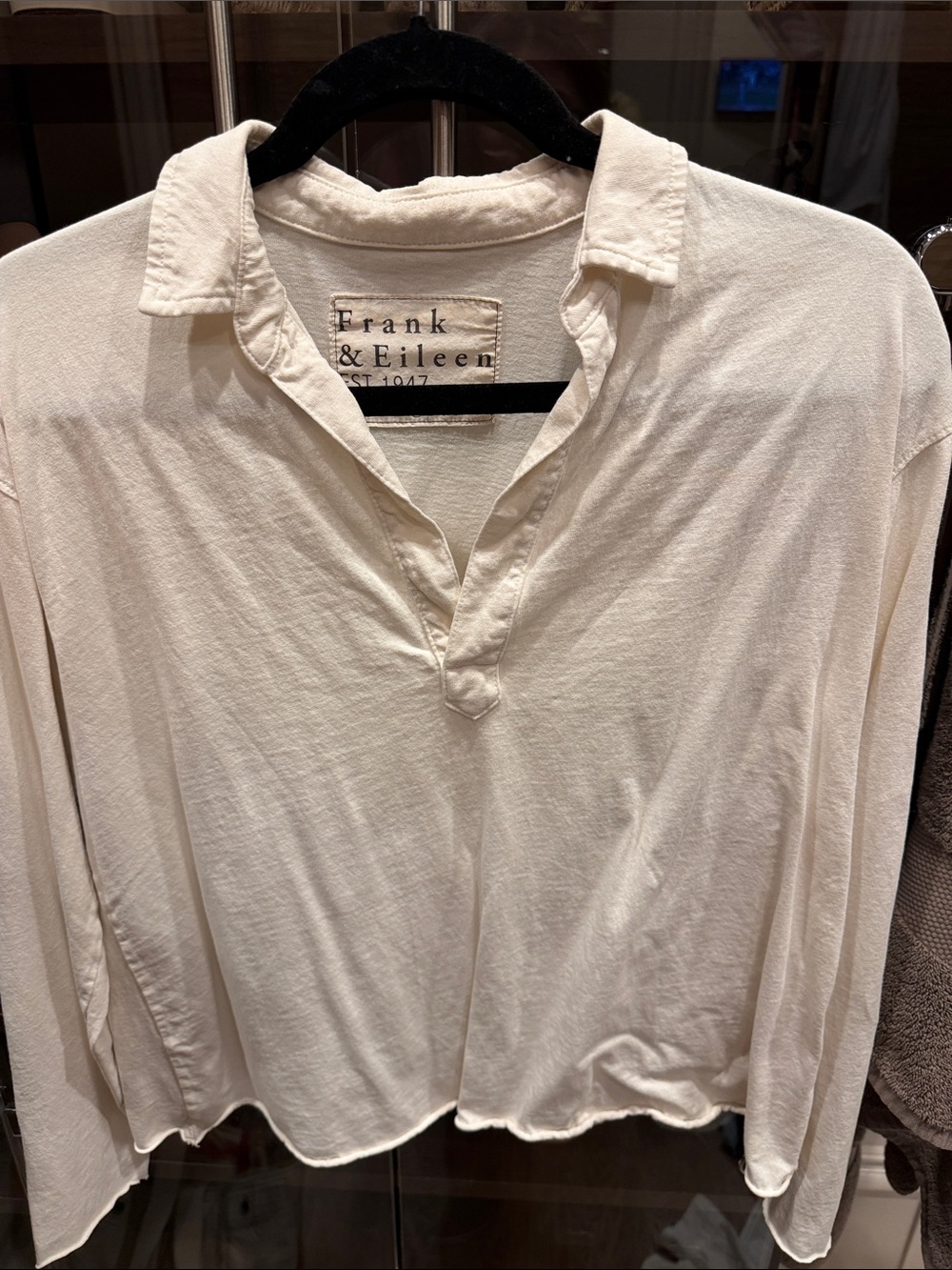 Frank & Eileen Off-White Long-Sleeve Polo Top